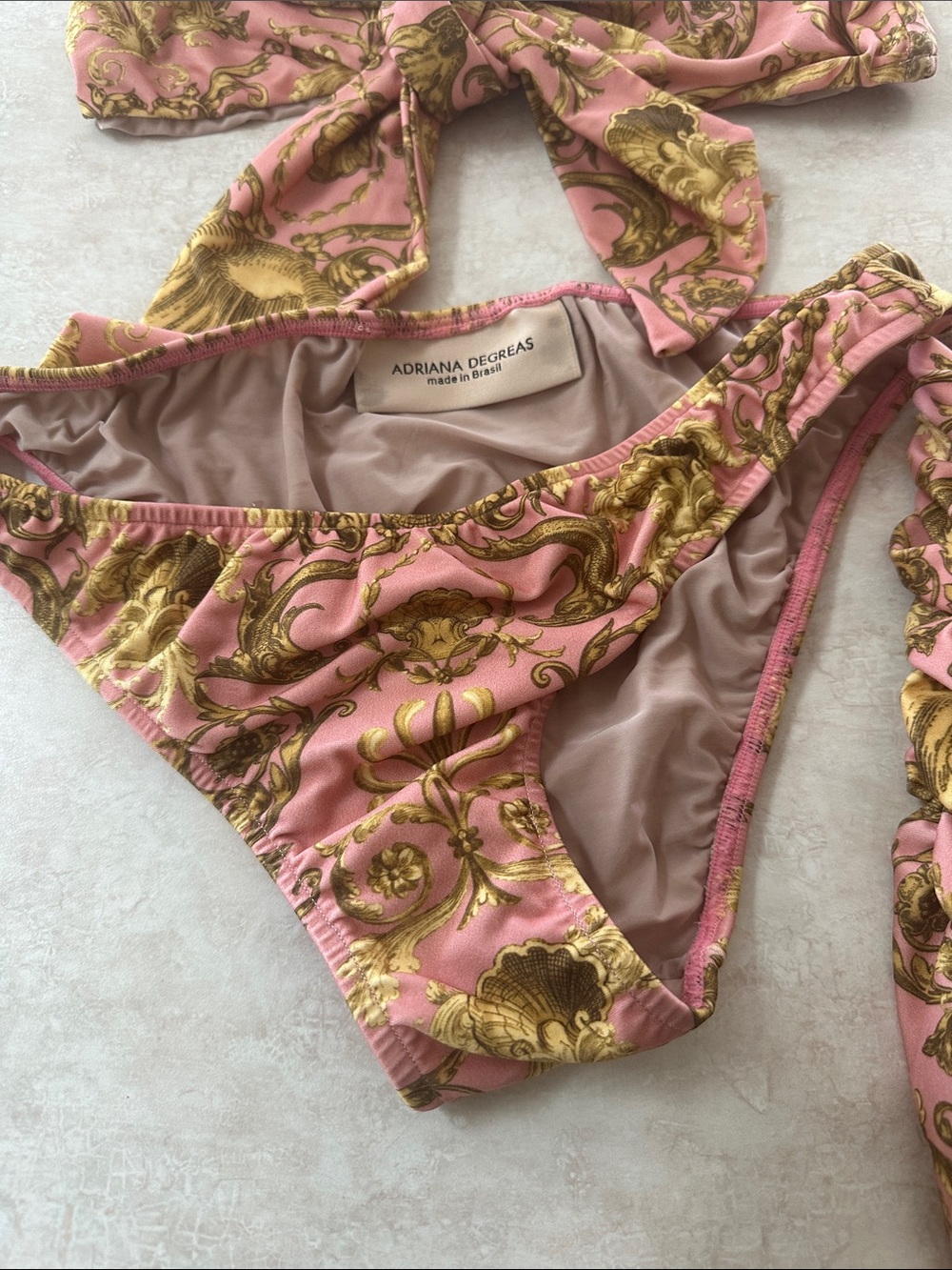 Adriana Degreas Pink & Gold Baroque Bandeau Swim Set - Picture 3 of 3